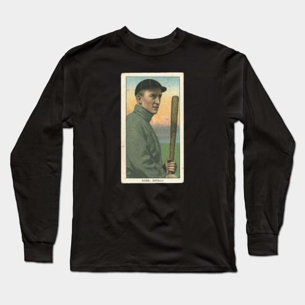 Ty Cobb 1909-1911 T206 Baseball Card Long Sleeve T-Shirt by BlackBoxHobby